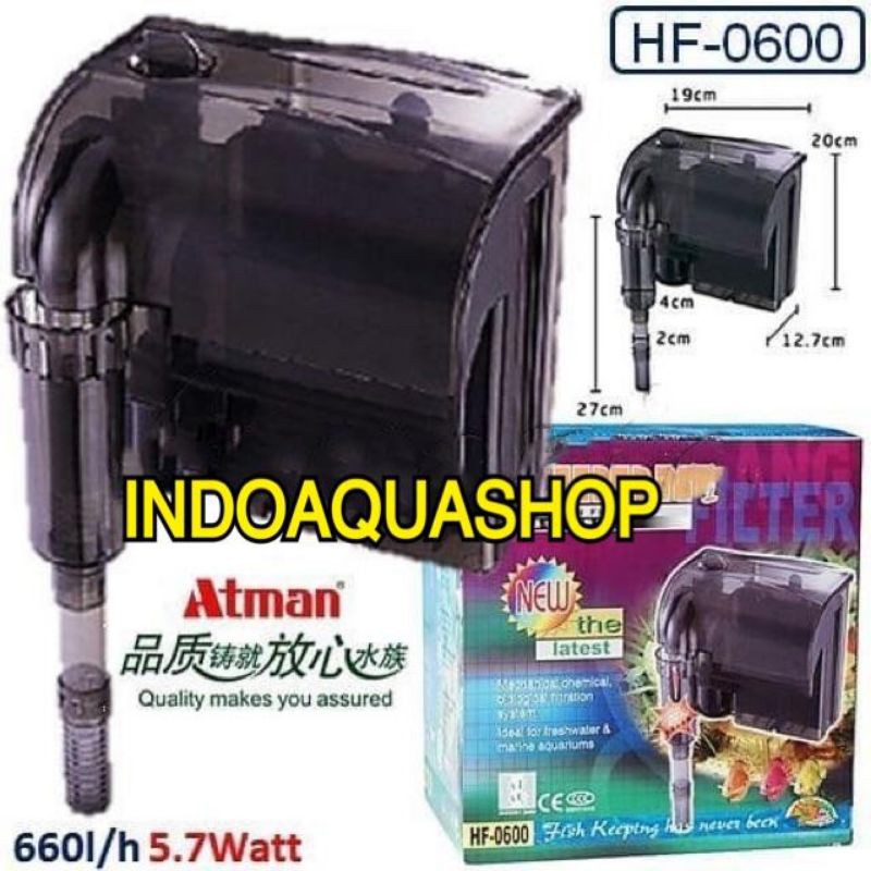 Jual Filter Gantung Aquarium/Hang on Atman HF-0600 | Shopee Indonesia