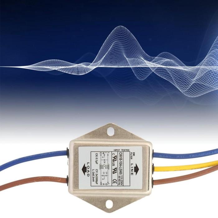 Netfilter 230 V, AT13-10-B3, netfilter, eenfasefilter, EMI-vermogensfilter, 250 V, 10 A, 50 / 60 Hz, elektromagnetische interferentiefilter