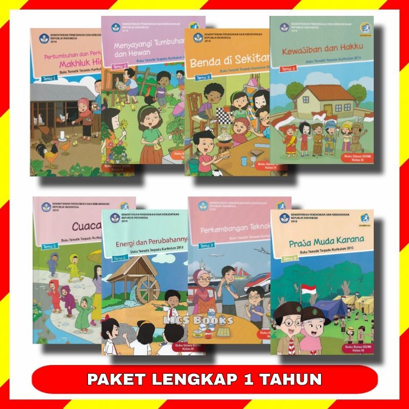 Jual Paket Buku Tematik Untuk 1 Tahun SD Kelas 3 Tema 12345678 Revisi ...