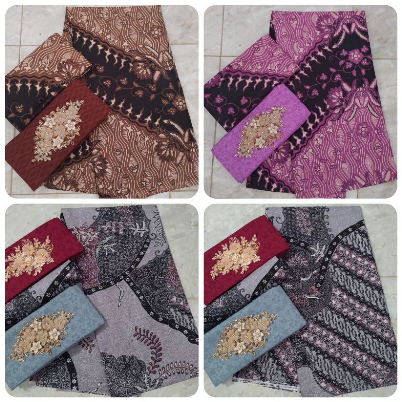 Jual BATIK WARNA LILAC SEKAR MAWAR SET EMBOS | Shopee Indonesia