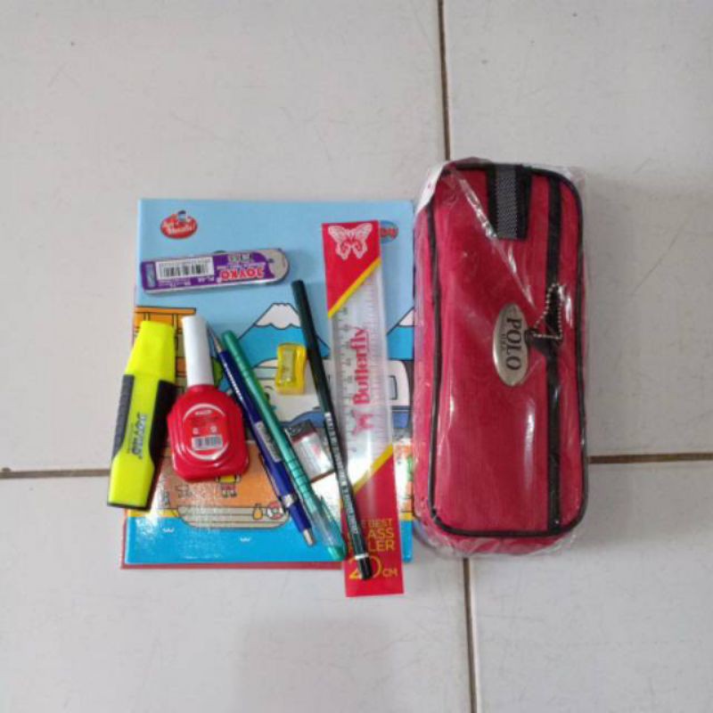 Jual Paket Alat Tulis Sekolah Lengkap 2 Tempat Pensil Kain Souvenir Ulang Tahun Shopee 4739