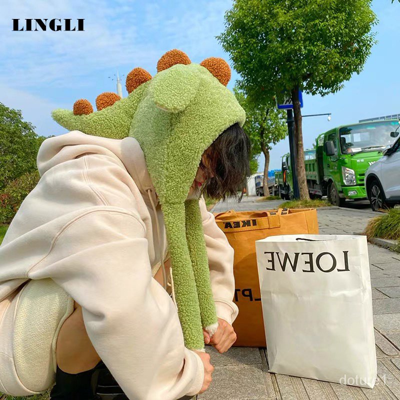 Jual Funny and Moving Dinosaur-shaped Plush Hat Role-playing Cute ...