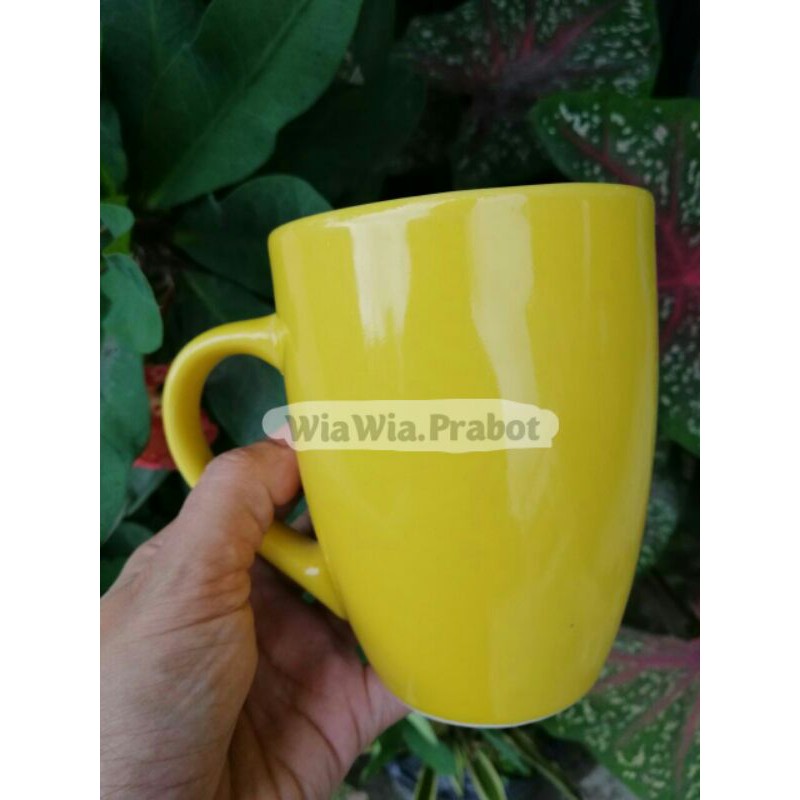 Jual Mug Keramik Corel Kuning 300ml Gelas Minum Mug Unik Tahan Panas Tebal Berat Berkualitas 6220