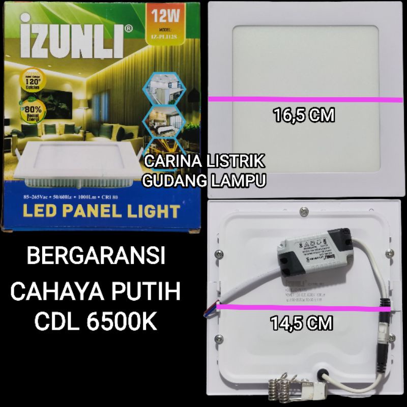 Jual IZUNLI PANEL LED 12W IB KOTAK IN BOW PUTIH CDL 6500K BAGUS ...