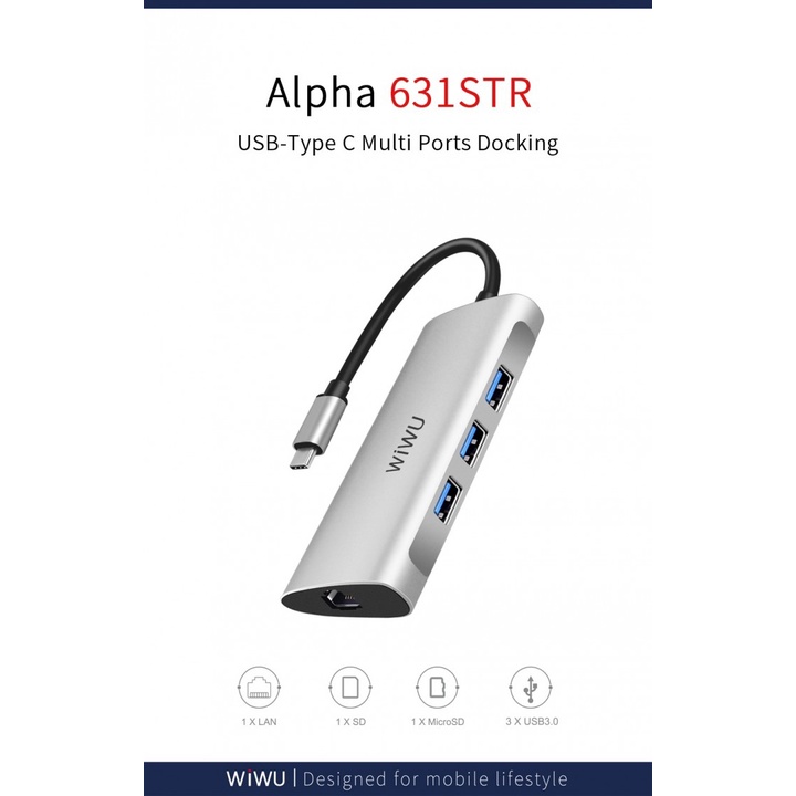 Jual WIWU ALPHA A631STR - 6-in-1 USB Type-C Multifunction Converter ...
