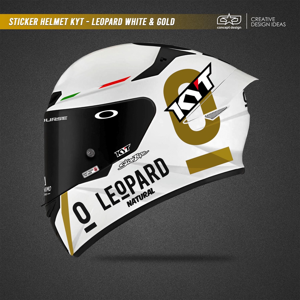 Jual Sticker Helmet KYT Leopard Set White Gold Shopee Indonesia
