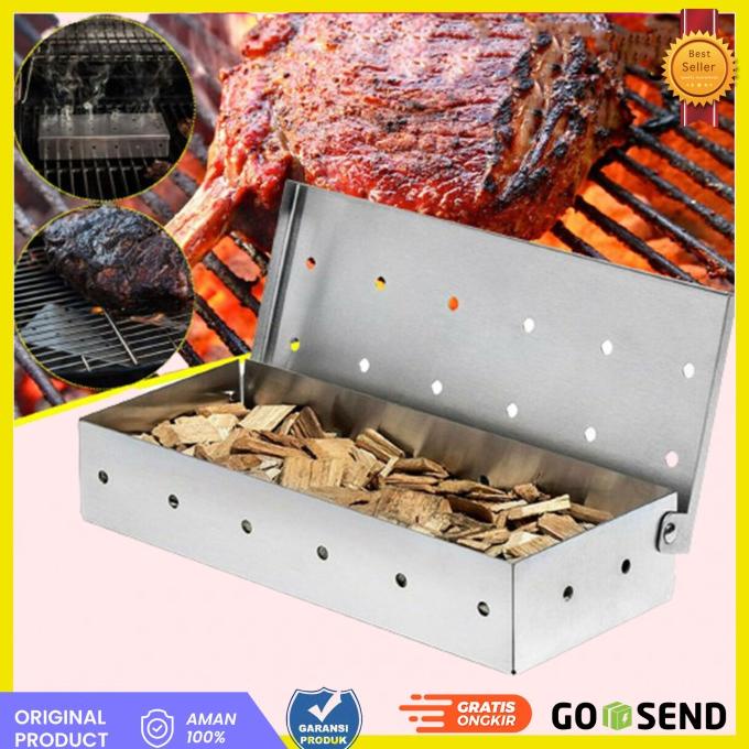 Jual Kotak Arang Barbeque Sate Portable Wood Chip BBQ Grill Smoker Box