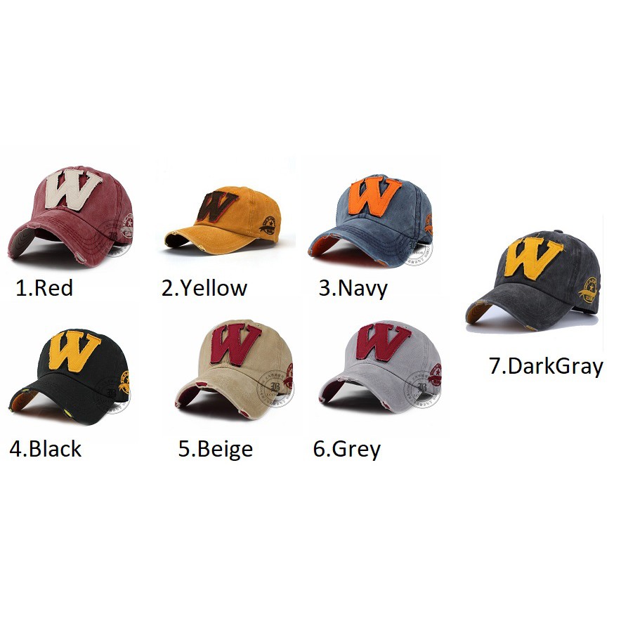 Jual Topi Baseball Hat W Who What Why Wash Vintage Color 7 Varian Warna ...