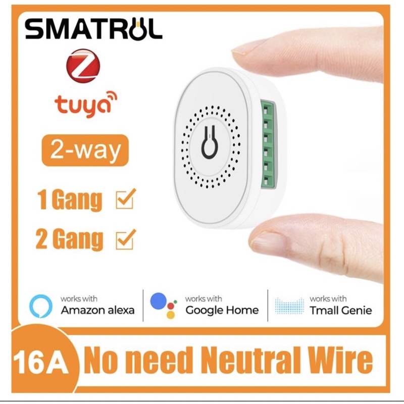 Jual SMATRUL Smart Switch 2 Gang 16A No Neutral Wire Tuya ZigBee Smart ...