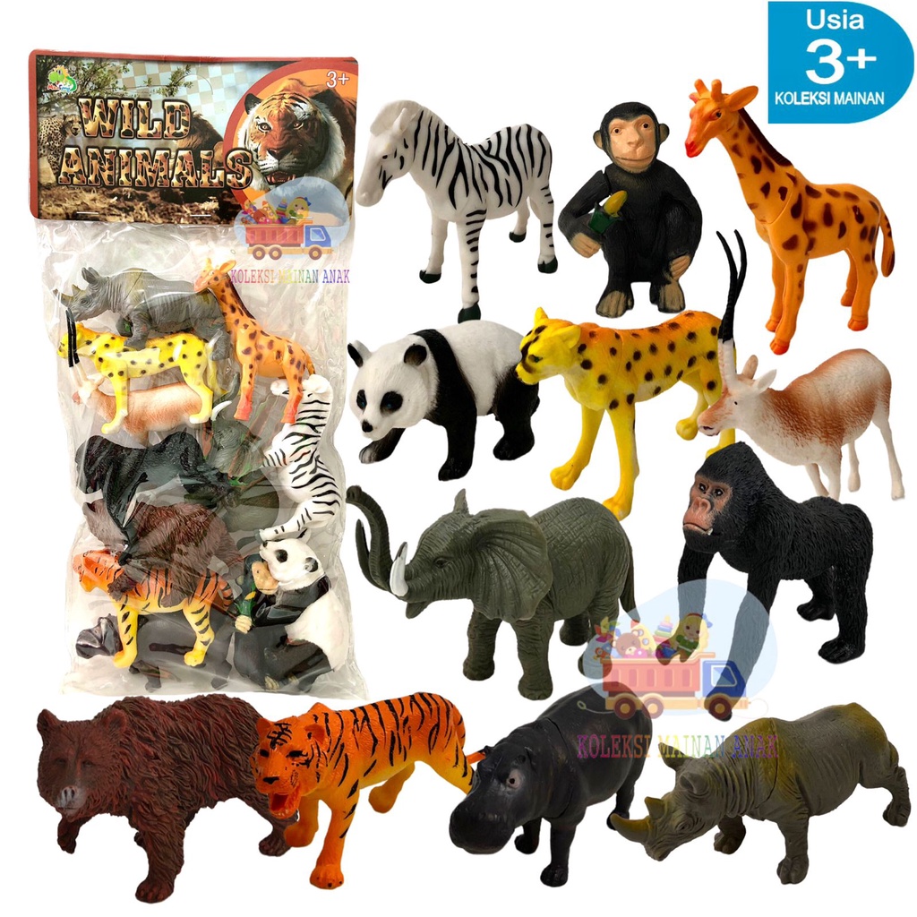 Jual Mainan Anak Hewan Karet Binatang Set Figure Wild Animal | Shopee ...