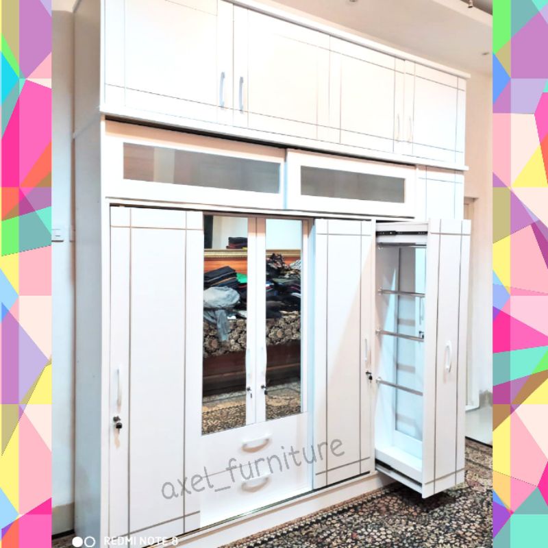 Jual Lemari pakaian JUMBO sliding minimalis ada rak hijab jilbab ...