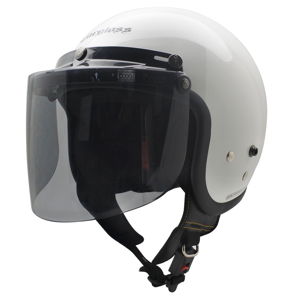 Jual Cargloss CFM Retro Visor Flat Smoke Helm Half Face Sp Whity