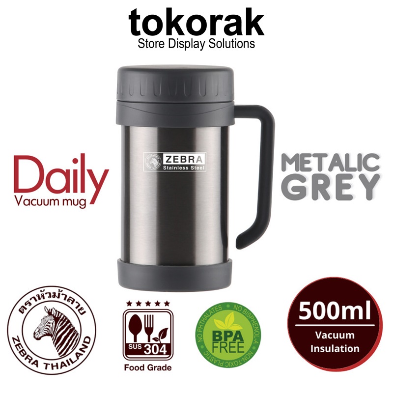 Jual MUG THERMOS ZEBRA VACUUM MUG HANDLE DAILY 0.5 L 112901 GELAS