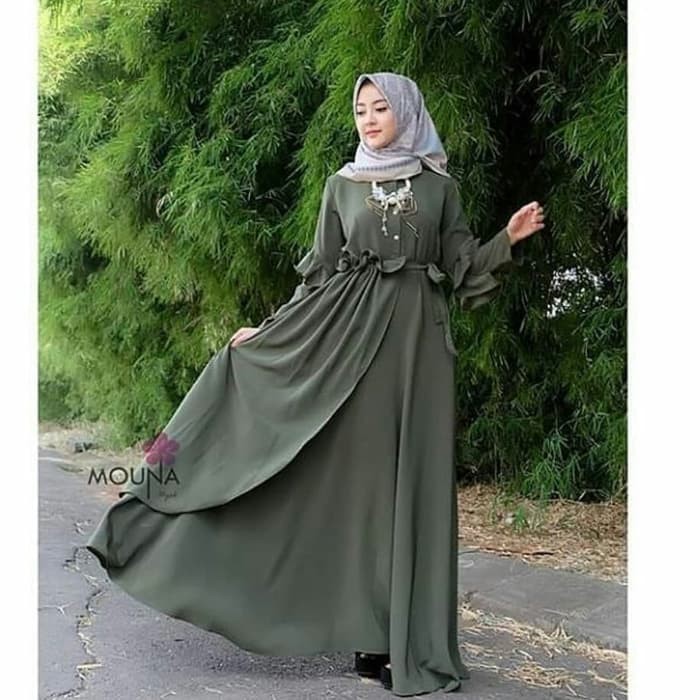 Jual BAJU ATASAN DRES WANITA mauna maxi dress muslim / gamis murah