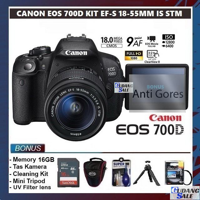 Jual [NEW] KAMERA CANON EOS 700D + LENSA KIT 1855MM IS STM GARANSI 1