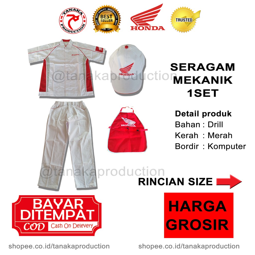 Jual Seragam Honda Mekanik Satu Set Lengkap Seragam Honda Seragam Ahass I Baju Honda 