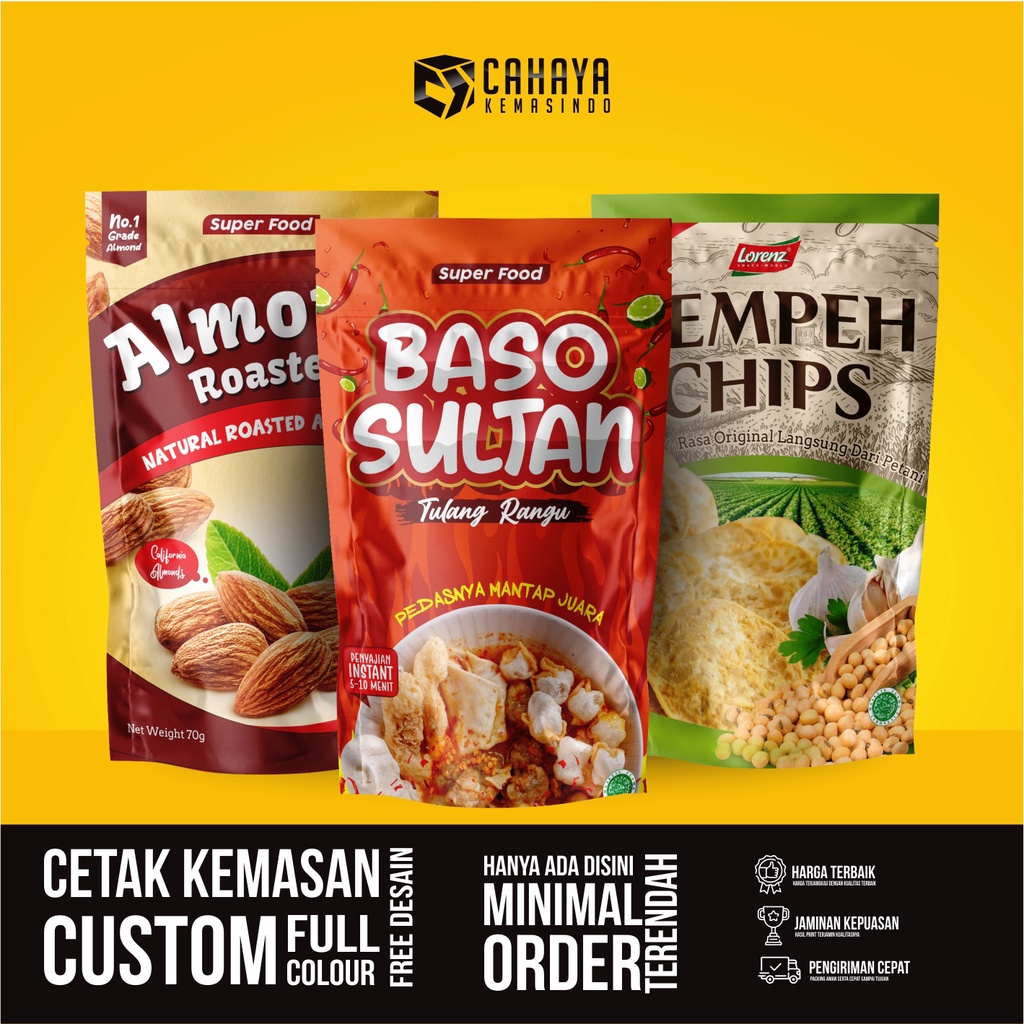 Jual Kemasan Standing Pouch Keripik Baso Aci Snack UMKM Kemasan Standing Pouch Custom Full