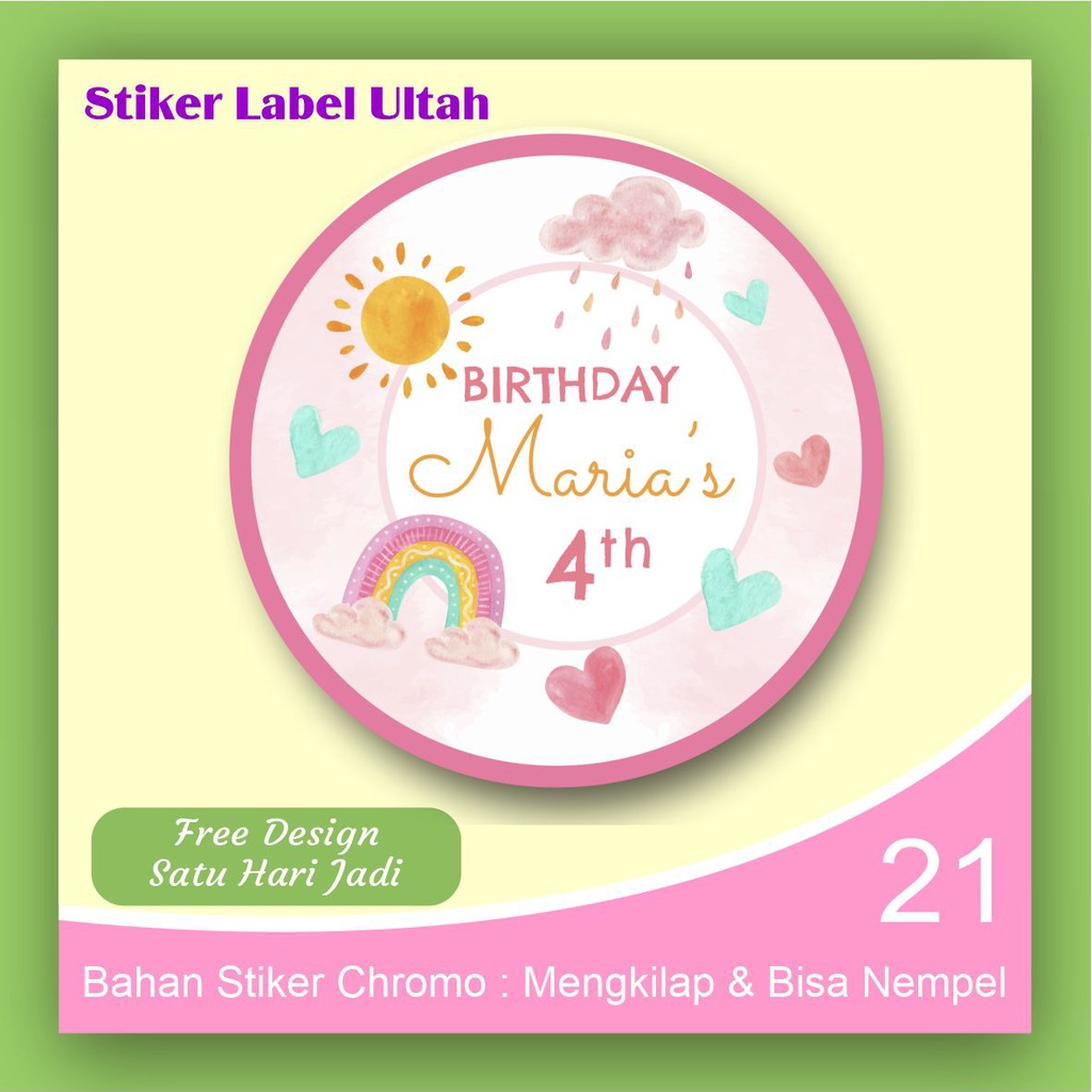 Jual Stiker Sticker Label Ultah Ulang Tahun Anak Bulat Custom karakter ...