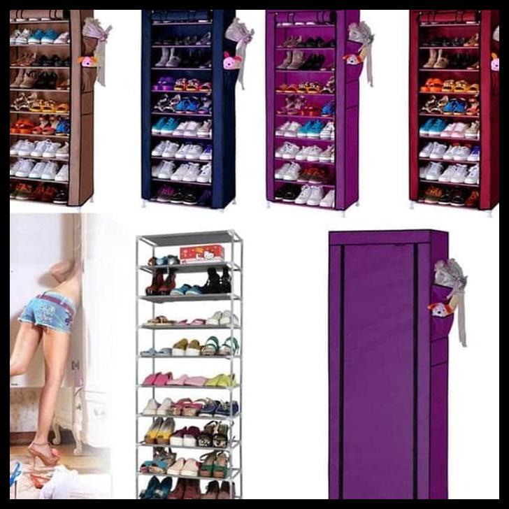 Jual Rak Sepatu Kain 10 Susun ( 9 Rangka ) Tipe 1099 | Shopee Indonesia