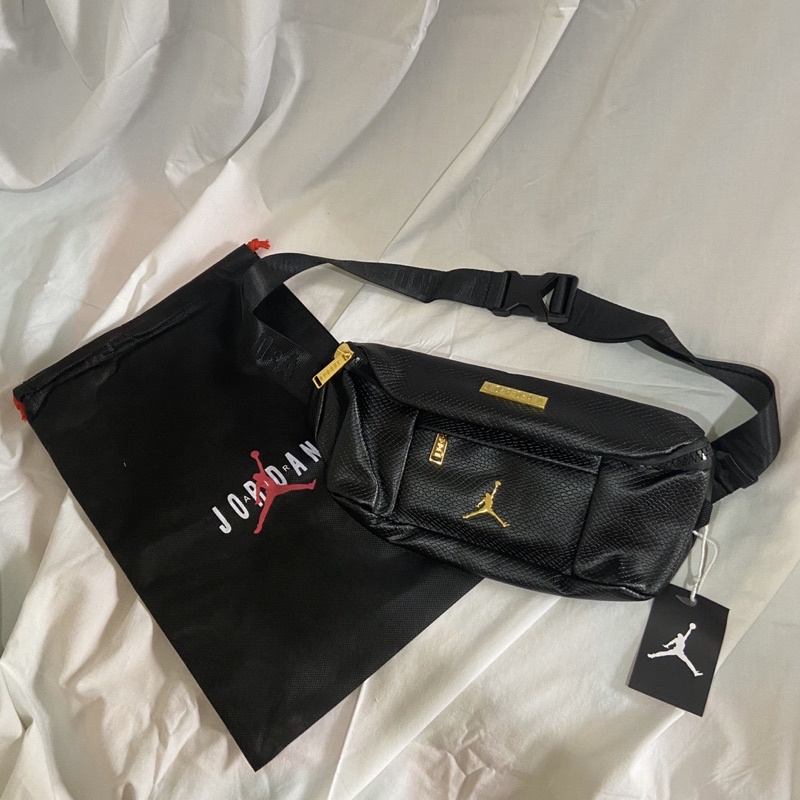 Jual Waistbag jordan Regal Crossbody / Leather snake Black gold Free