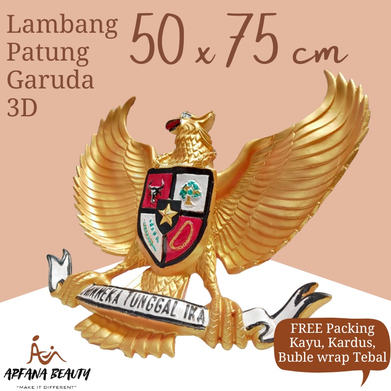 Jual Hiasan Dinding Garuda Pancasila Dimensi Fiber Lambang Negara Burung Garuda Gold Timbul