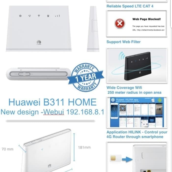 Jual Wifi Router Modem Wifi 4G Huawei B311 UNLOCK All Oprator / HUAWEI ...