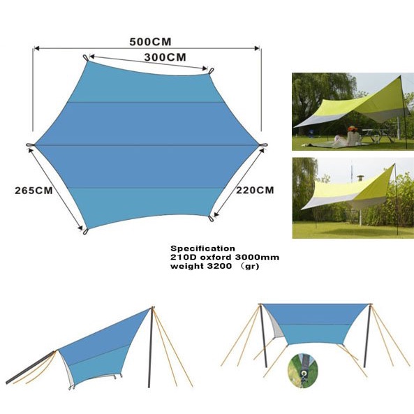 Jual HILLMAN Flysheet Kanopi Hexagonal Tent Canopy UV Shelter Besar ...