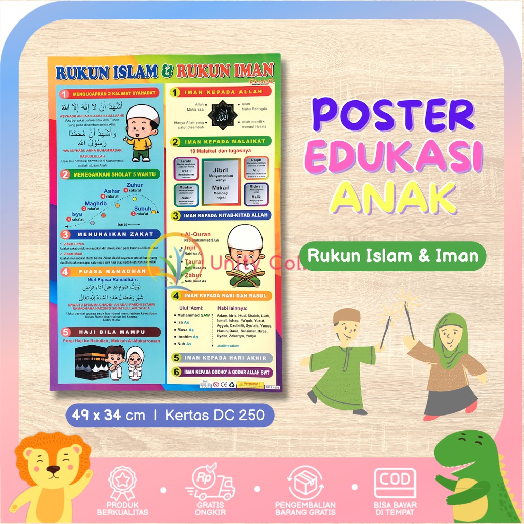 Jual Poster Dinding Edukasi Anak Muslim Belajar Rukun Iman And Rukun Islam Shopee Indonesia