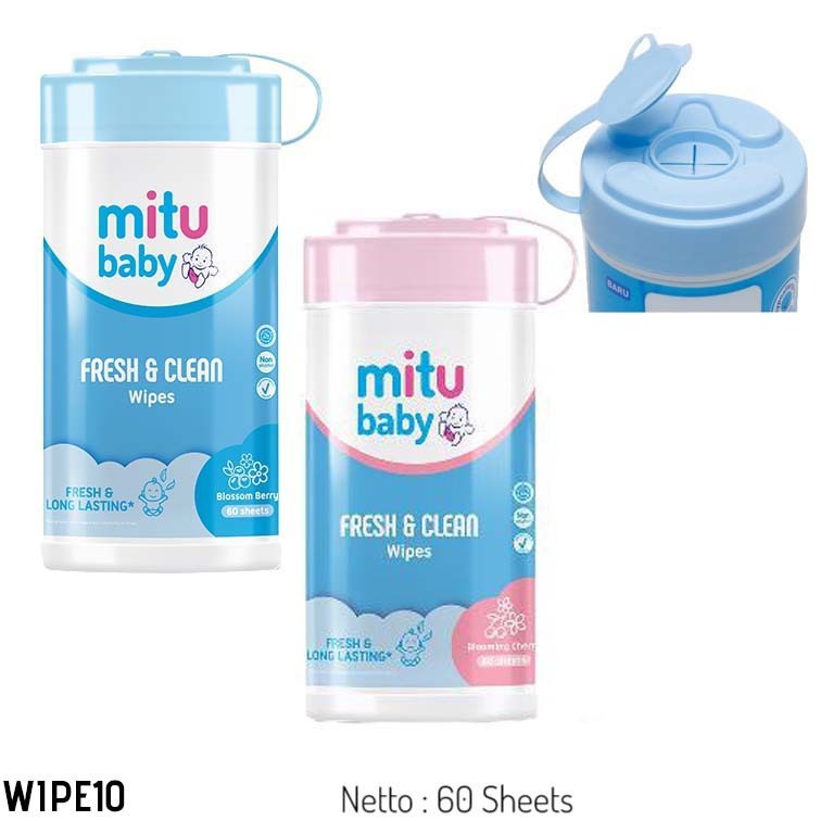 Jual Mitu Baby Wipes Fresh and Clean 60sh Kemasan Botol | Shopee Indonesia