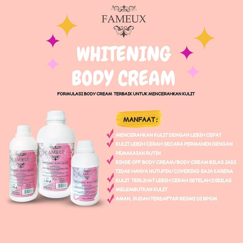 Jual Fameux Whitening Body Cream 500gr Shopee Indonesia