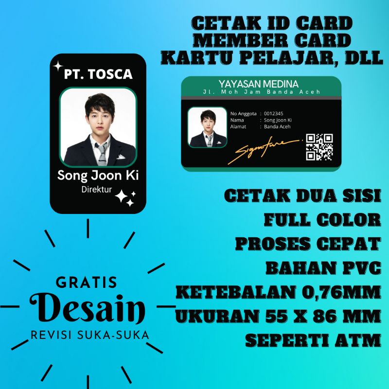 Jual Cetak ID Card PVC Premium Kartu Member Kartu Anggota Pelajar BISA ...