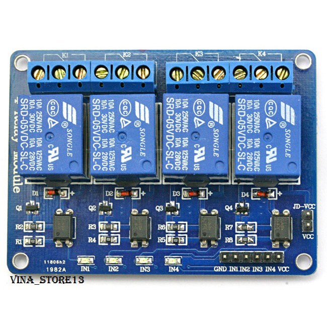 Jual Relay Module 5V 4 Channel 4ch Untuk Arduino modul relay 5 V ...