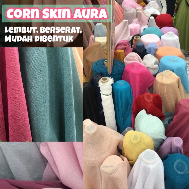 Jual Kain Corn Skin / Cornskin Aura Kulit Jagung Bahan Hijab | Shopee