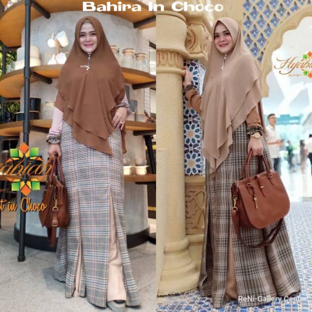 Jual BAHIRA SET IN CHOCO Original By Hijabiah. Gamis set kotak2 office ...