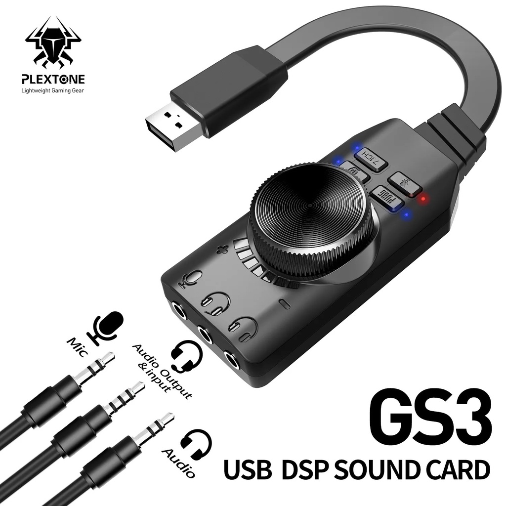 Jual Plextone GS3 Mark II Soundcard USB DSP Adapter Virtual 7.1 Audio