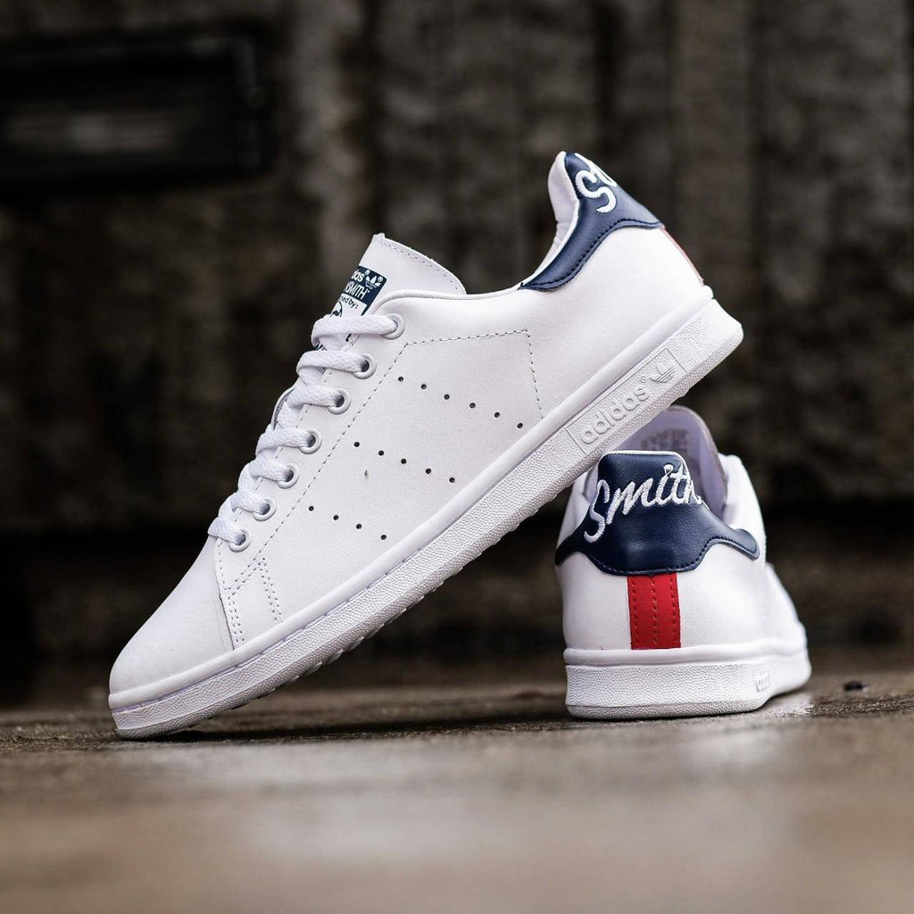 Jual Sepatu Adidas Stan Smith Script White Navy Original Casual