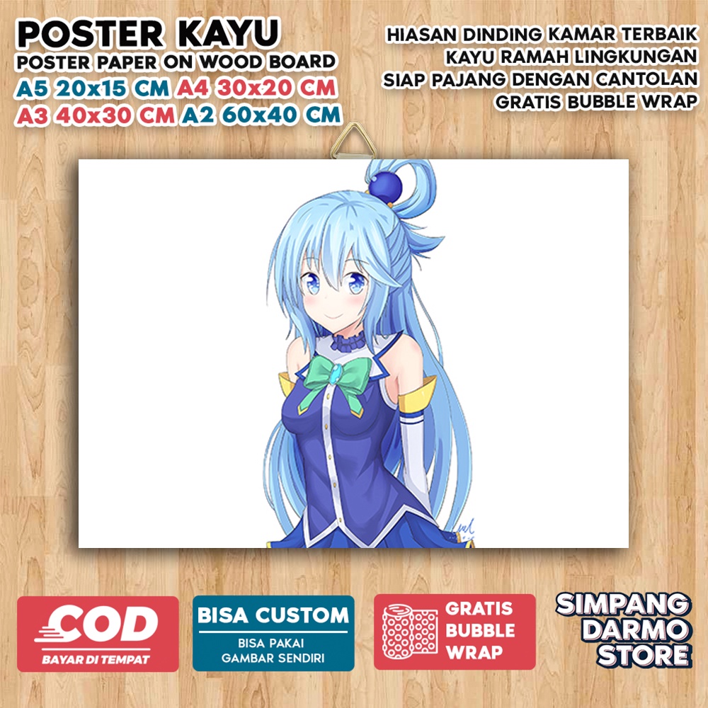 Jual Poster Kayu Konosuba Cute Aestehic Tema Anime Isekai Wibu Waifu