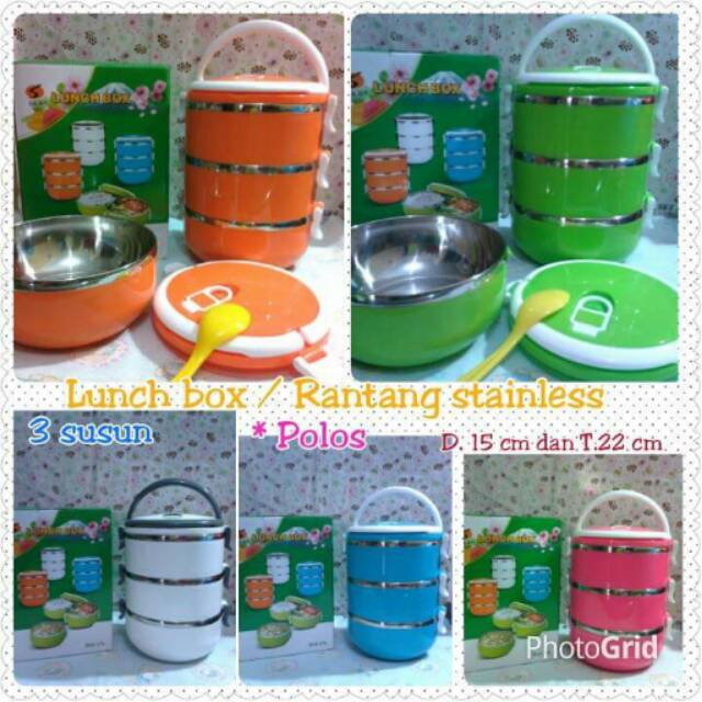 Jual Rantang stainless polos 3susun | Shopee Indonesia