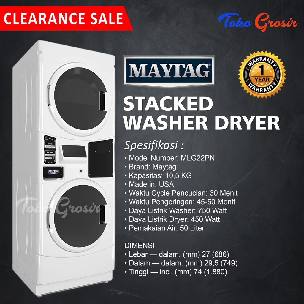 Jual MAYTAG STACKED WASHER / MESIN CUCI DRYER / MESIN PENGERING ...