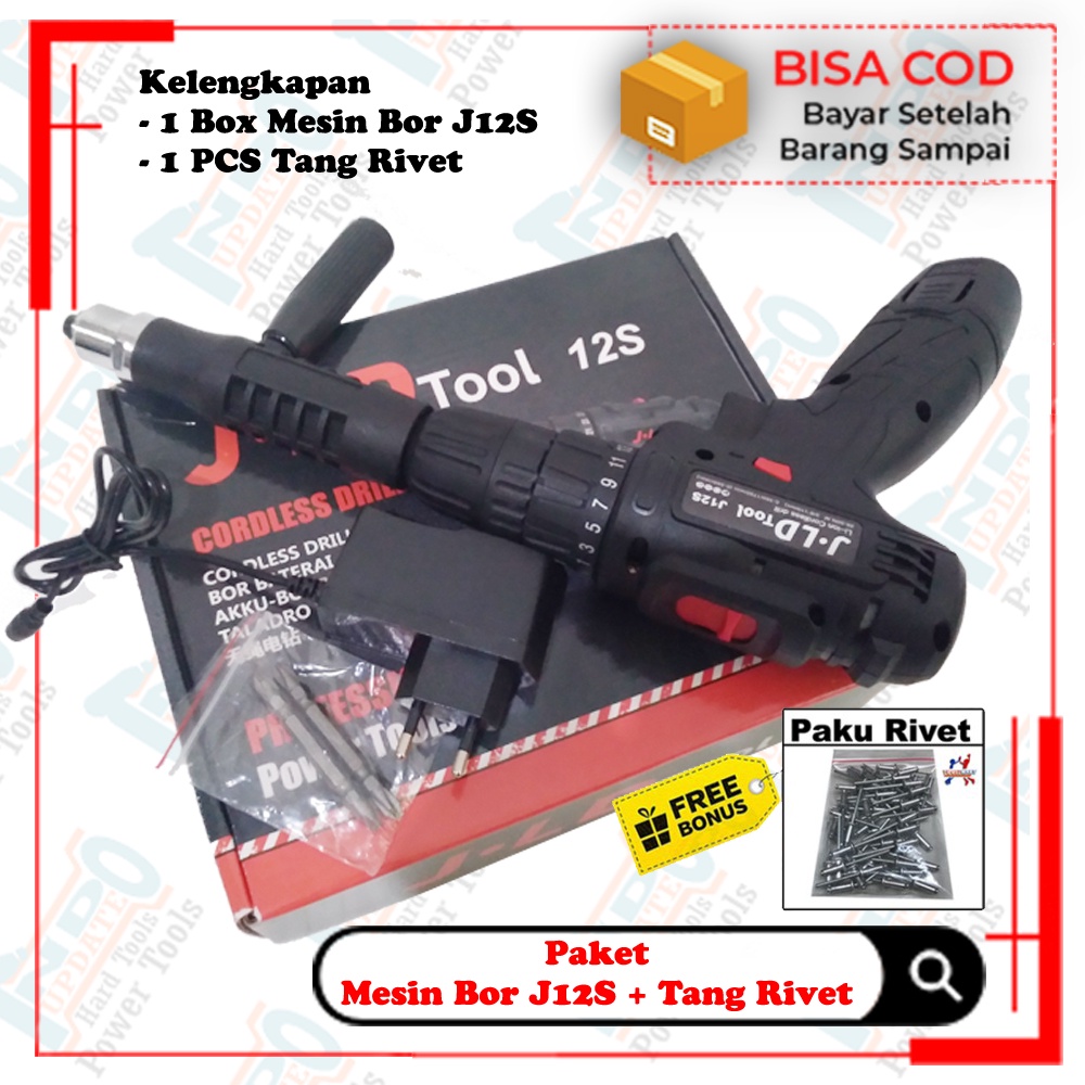 Jual Mesin Bor Putar Obeng Cas 12s 12v Jld Hitam Alat Tang Rivet Ripet ...