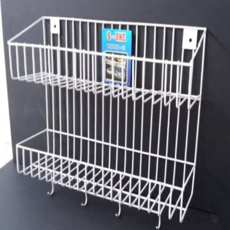 Jual (Agenperabot) rak gantung kawat susun 2 putih rak tempel dinding ...