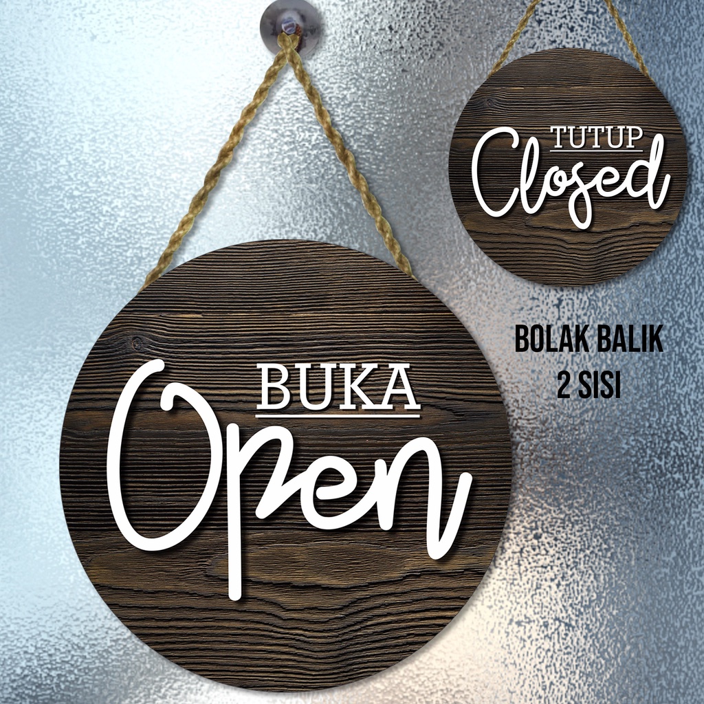 Jual Open closed sign, papan gantungan buka tutup toko | Shopee Indonesia