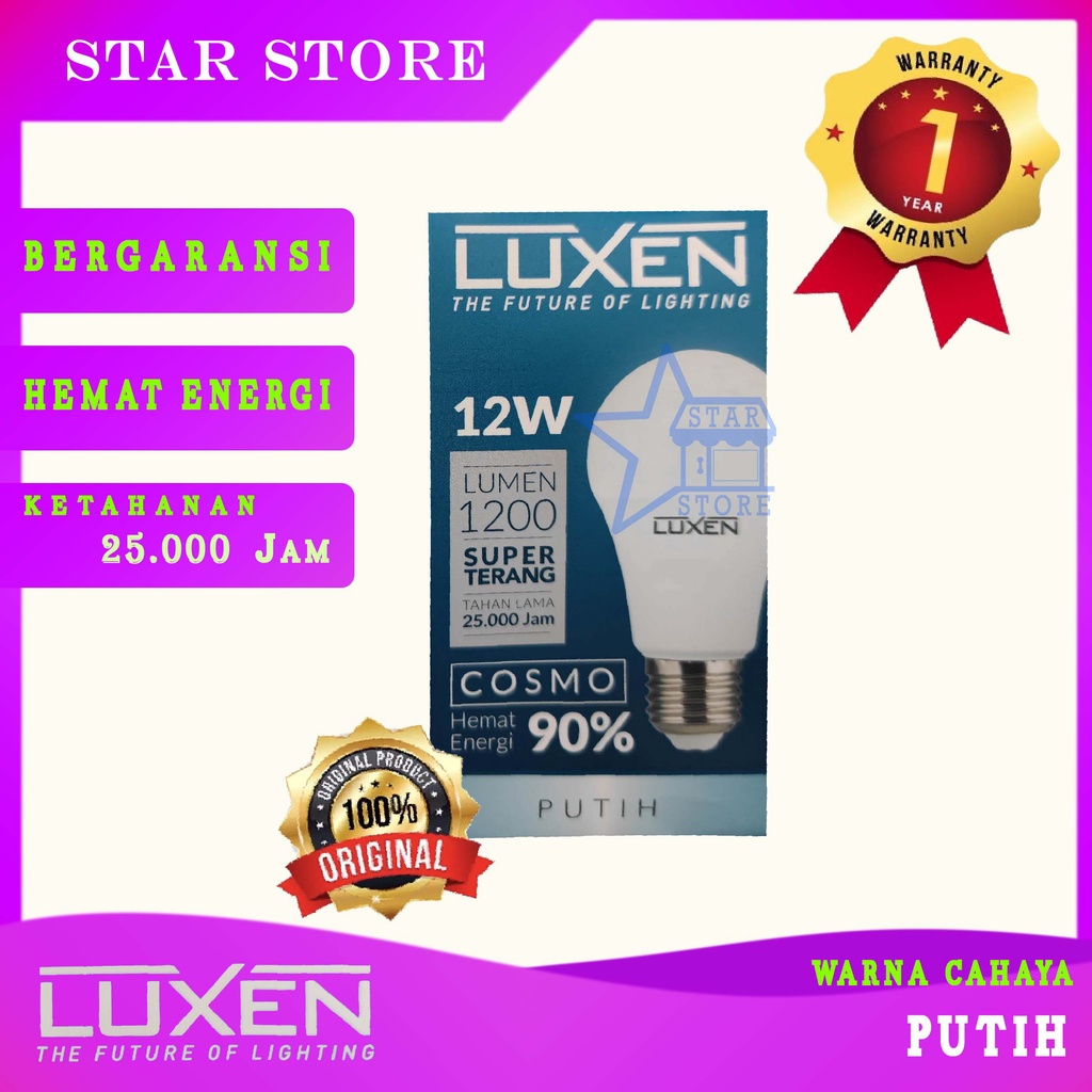 Jual Lampu Led Luxen Bulb W Watt Bohlam W Classic Cosmo Lampu Plavon Watt Lampu