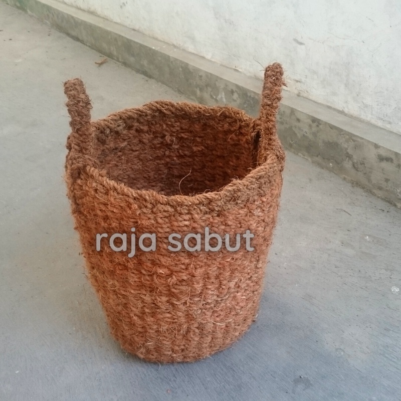 Jual pot anyam bulat d25 handle pot tali sabut kelapa jumbo pot ...
