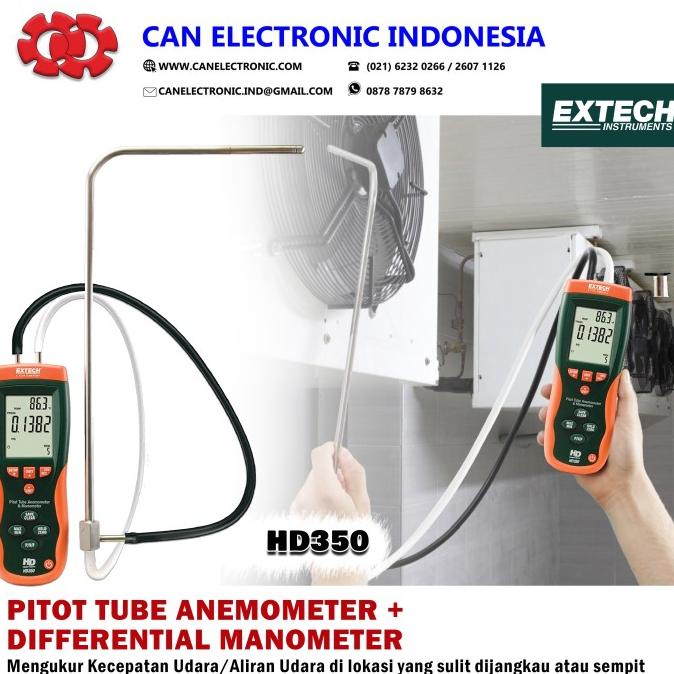Jual Pitot Tube Anemometer + Differential Manometer Extech HD350