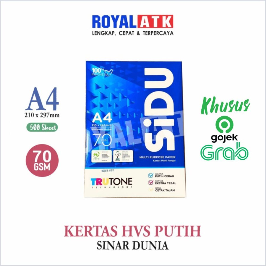 Jual Kertas HVS / Print / Fotocopy SINAR DUNIA A4 70 GRAM (1 RIM ...