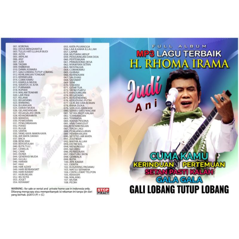 Jual KASET VCD DVD MUSIK MP3 LAGU TERBAIK H.RHOMA IRAMA Shopee Indonesia