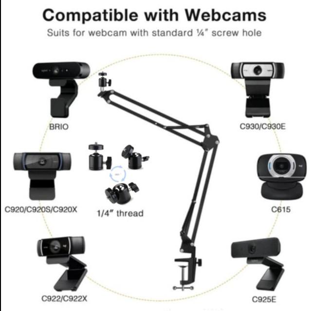 Jual Cam Tripod Arm For Webcam All Logitech Model Jepit Meja Tripod ...