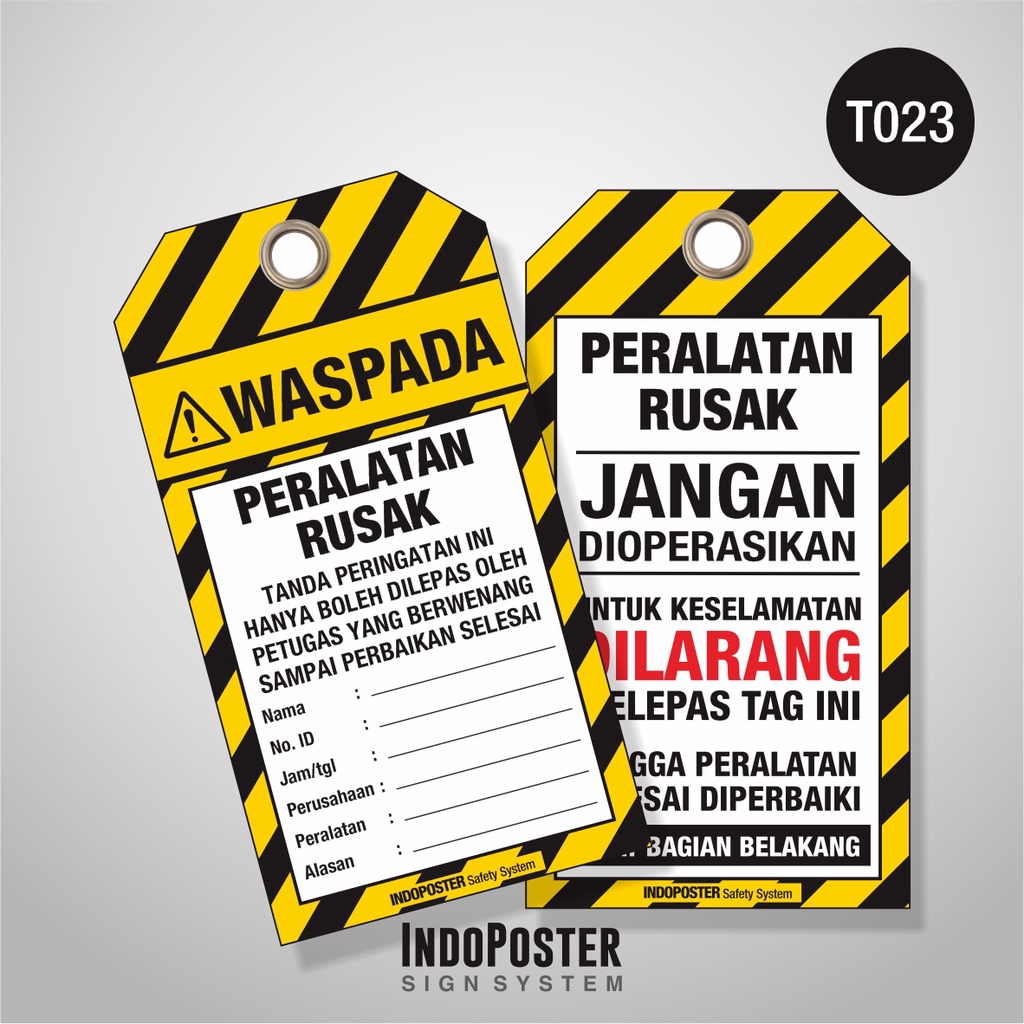 Jual Tag Out LOTO Lock Out Tag Out PVC Safety K3 OSHA ANSI ISO Waspada