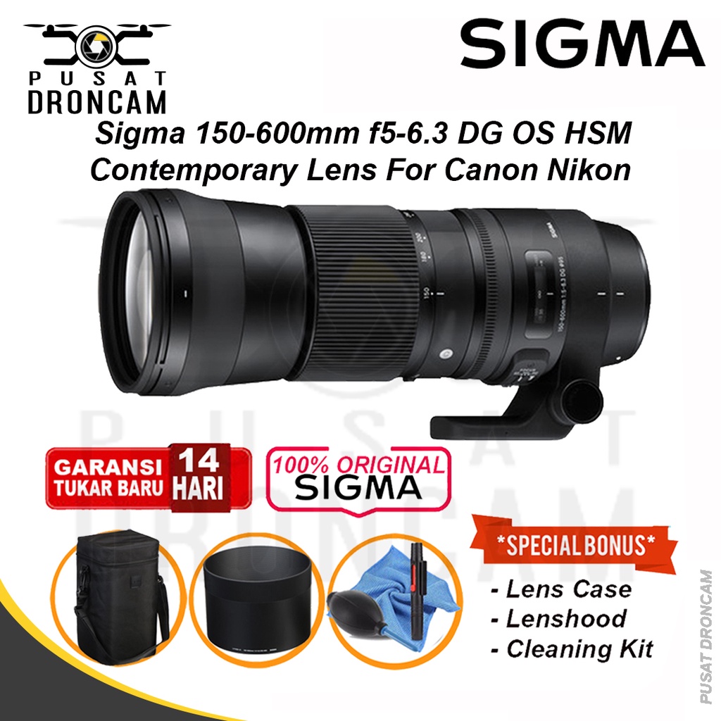 Jual Sigma 150-600mm f5-6.3 DG OS HSM Contemporary Lens For NIKON CANON ...